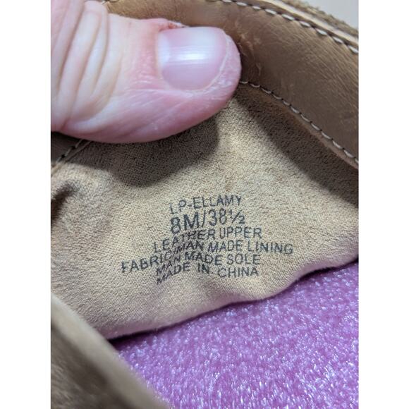 Lucky Brand Ellamy Suede Leather Ankle Boots Western Cowboy Booties Tan Brown 8 - Picture 5 of 5